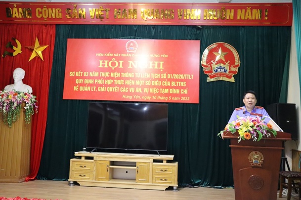 Viện KSND tỉnh Hưng Yên chủ trì tổ chức Hội nghị sơ kết 03 năm thực hiện Thông tư liên tịch số 01/2020/TTLT-VKSNDTC-TANDTC-BCA-BQP-BNN&PTNT-BTC-BTP 