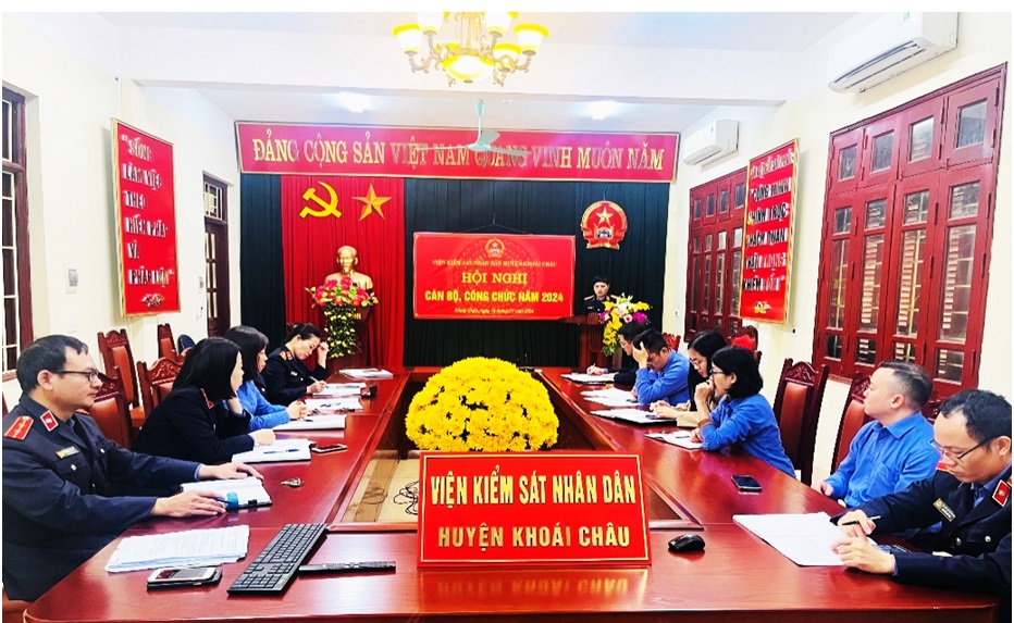 Viện KSND huyện Khoái Châu tổ chức hội nghị cán bộ công chức năm 2024