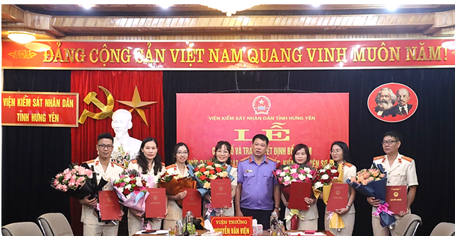 Lễ công bố và trao quyết định bổ nhiệm chức danh Kiểm sát viên trung cấp, Kiểm sát viên sơ cấp Viện kiểm sát nhân dân tỉnh Hưng Yên