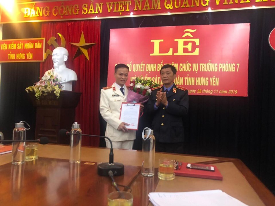 CÔNG BỐ QUYẾT ĐỊNH BỔ NHIỆM CHỨC VỤ TRƯỞNG PHÒNG 7  VIỆN KSND TỈNH HƯNG YÊN