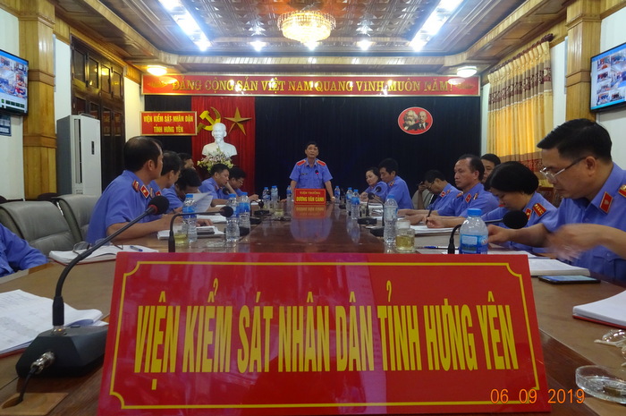 Viện KSND tỉnh Hưng Yên tổ chức Hội nghị  giao ban hai cấp tháng 9/2019.