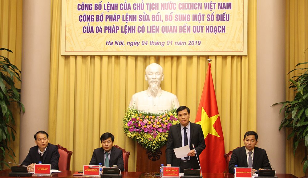 Công bố Pháp lệnh sửa đổi, bổ sung một số điều  của 04 Pháp lệnh liên quan đến quy hoạch